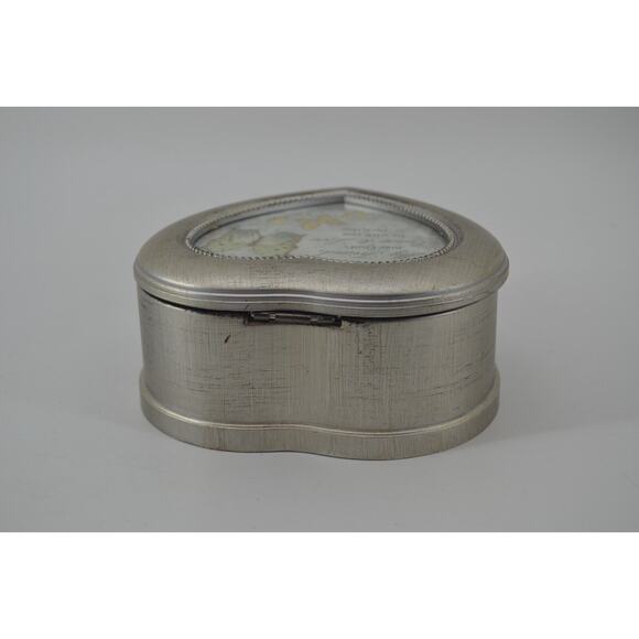 Carson Heart shaped jewelry box Silver Color Picture Frame Music Box My Friend - Picture 8 of 12